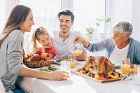 Thanksgiving family dinner at table