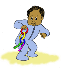 Baby with rattling toys