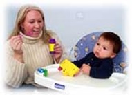 Mom using parallel talk during bubble play